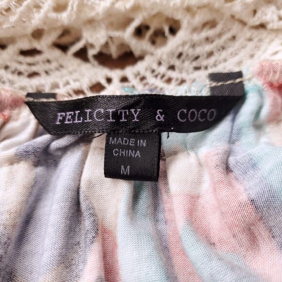 Felicity & Coco Jersey Maxi Dress M Multi Crochet Back Empire Waist Flowy Boho - Picture 10 of 11